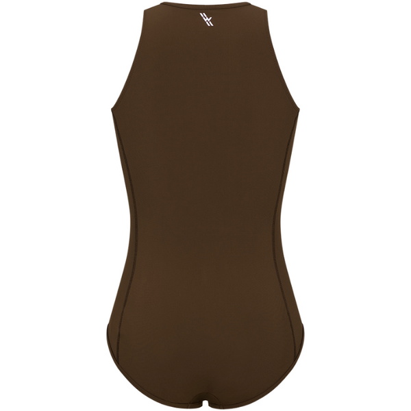 2026 Wallien Womens Yemaya One Piece Sleeveless Swimsuit 102022005 - Coffee / White